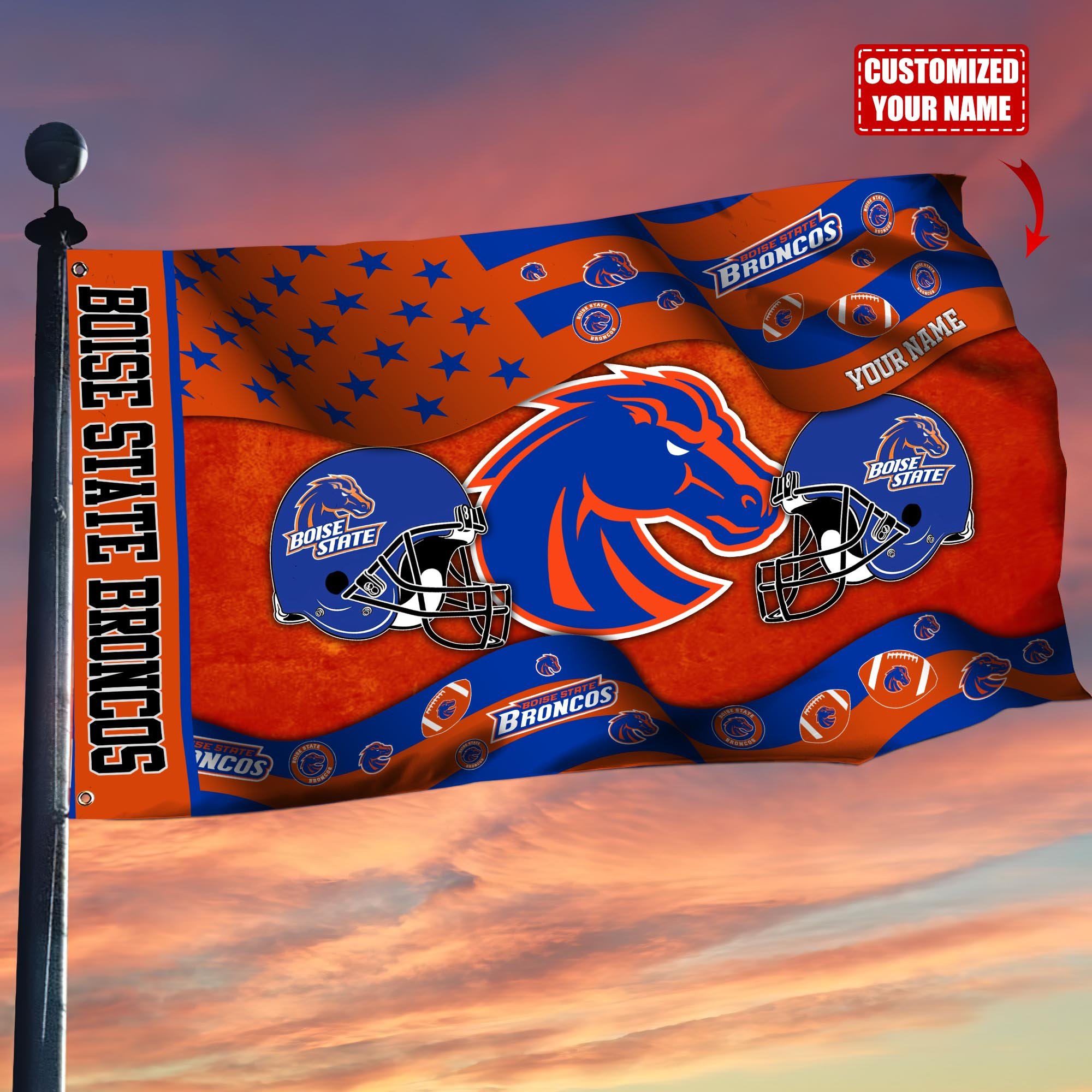 Boise State Broncos Custom Flag3x5ft, Let Your Flag Fly TT59114